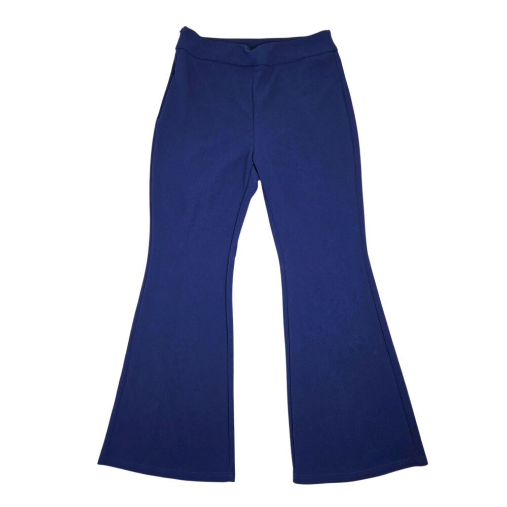 Shein Curve 1XL Navy Flare Dress Pants with Side Zipper